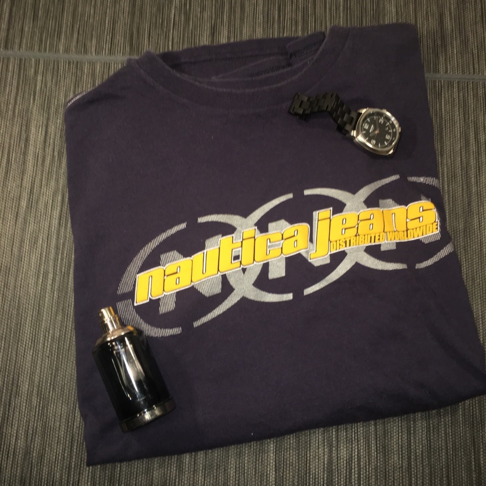Early 2000s Navy Nautica Throwback Tee - XL